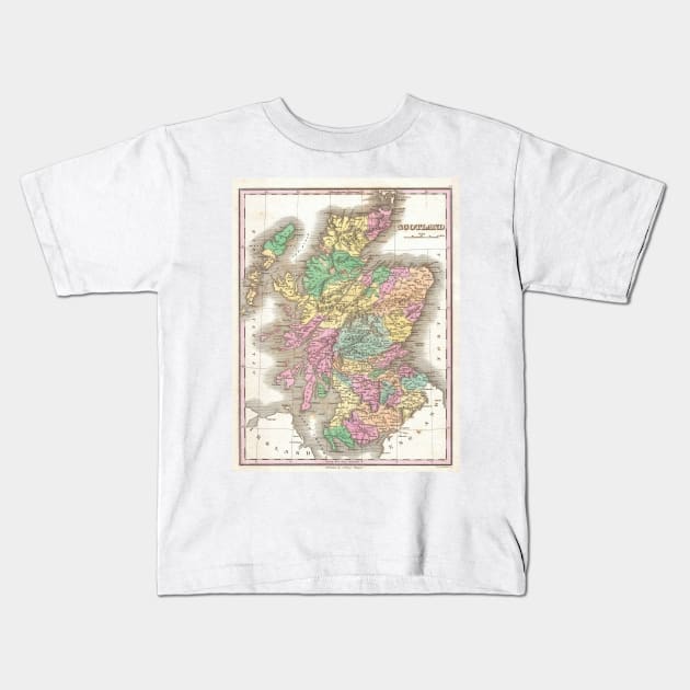 Vintage Map of Scotland (1827) Kids T-Shirt by Bravuramedia